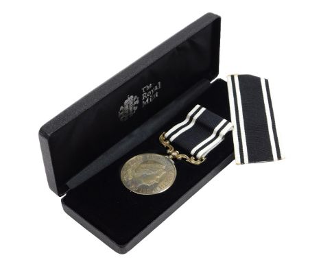 An Elizabeth II Prison Service, Long Service and Good Conduct medal, inscribed to Officer K Pratt MD198, cased. 