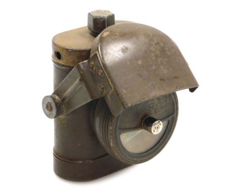 A WWII British Army cycle lamp by Joseph Lucas Limited, with broad arrow marking and stamped Lamps Electric No 1 with front h
