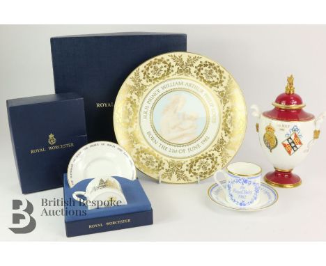 Royal Worcester Prince of Wales and Lady Diana commemorative wedding vase approx 22 cms h, together with a boxed cup and sauc