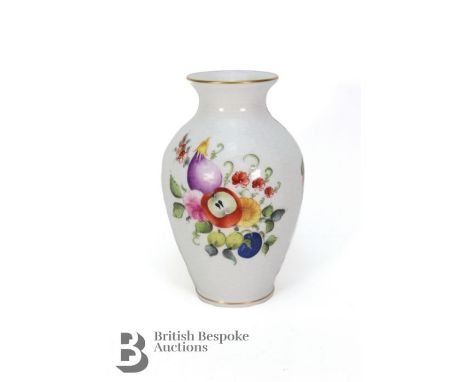 Herend Hungary hand painted vase, flowers and fruit, approx 15 cms h; together with Royal Worcester porcelain including two s