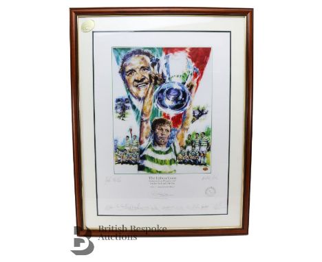 A limited edition print signed by Celtic 'The Lisbon Lions' European Cup Winners 1967, Estadio Nacional 25th May - Celtic 2, 