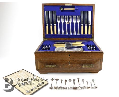 Harrods Ltd six person silver-plated canteen, comprising six small forks, six large forks, six small knives, six large knives