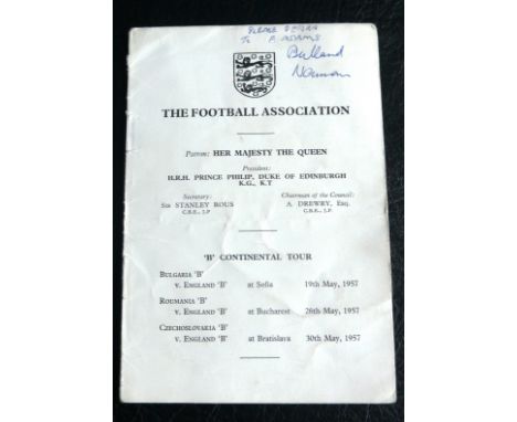 OFFICIAL ITINERARY FOR THE ENGLAND B 1957 TOUR WHICH INCLUDED MANCHESTER UNITED'S DUNCAN EDWARDS&nbsp;
Football tinerary for 