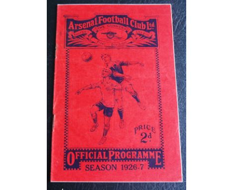 1926-27 ARSENAL V BURY
4th December 1926, good condition for age with slight rusty staples&nbsp;