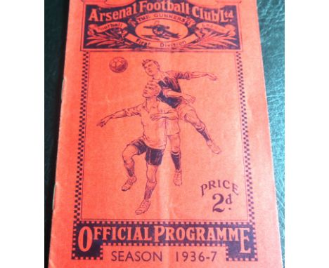 1936-37 ARSENAL V MANCHESTER UNITED
6th February 1937 Football League in good condition with slight fold