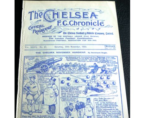 1930-31 CHELSEA V ARSENAL
29th November 1930 Ex bound volume so in good condition with usual binding marks along spine