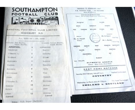 1966-67 SOUTHAMPTON FA YOUTH CUP HOME &amp; AWAY X 3
Plymouth at home &amp; Arsenal home &amp; away
Fair / good