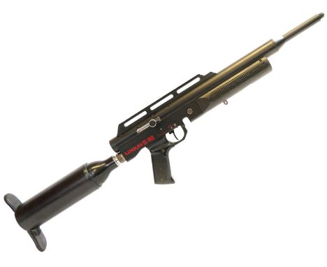 Logun S-16 PCP air rifle, 17inch barrel, serial number 14148, with one double stack rotary magazine. No licence required to b