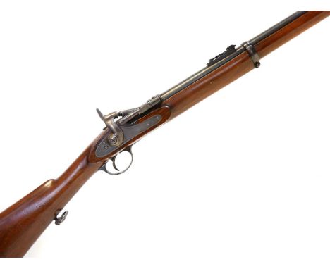 Volunteer .577 Snider rifle, no serial number, 32inch barrel with three groove rifling, secured by two bands and fitted with 