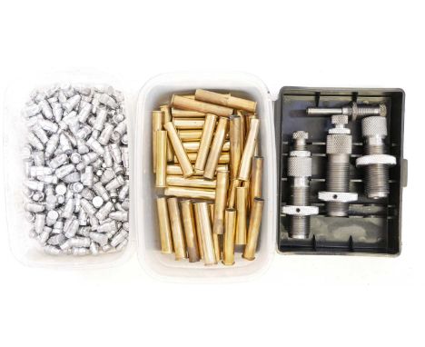 .360 2-1/4 Black Powder Express, tools and components, to include a CH-4D three die set (lacking the decapping pin) for 38-40