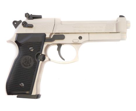 Umarex Beretta 92FS .177 C02 air pistol, serial number H073567441, finished in satin stainless, with one rotary magazine and 