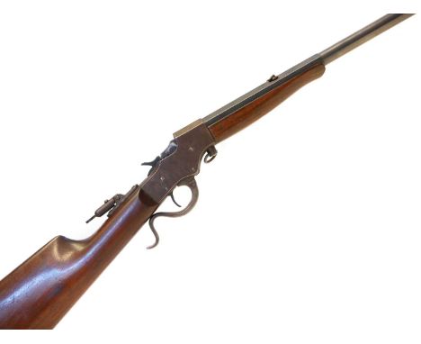 J. Stevens Favorite falling block rifle chambered in .22 short, no visible serial number, 22inch barrel fitted with folding f