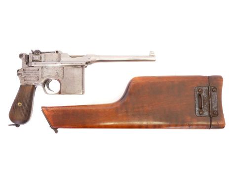 Mauser C96 Standard Comercial 7.63 Semi automatic pistol, serial number 397586 circa 1917, 5.5inch sighted barrel, long extra