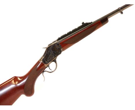 Uberti .303 British falling block action rifle, serial number S13405, 24inch barrel fitted with open sights and scope rail, I