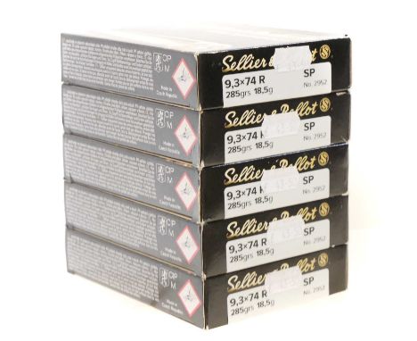 Sellier and Bellot 9.3x74mm rimmed ammunition, 100 rounds with 286 grain bullet.UK FIREARMS LICENCE WITH CORRECT AMMUNITION O