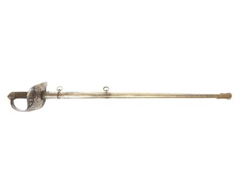 1897 Pattern officers sword and scabbard, the ricasso etched with makers name 'Robert Mole and Son, Birmingham, Makers To War
