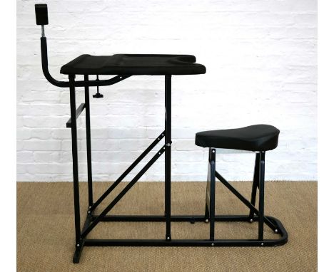 Collapsible shooting bench and seat. 131cm x 62cm x 12cm when collapsed.