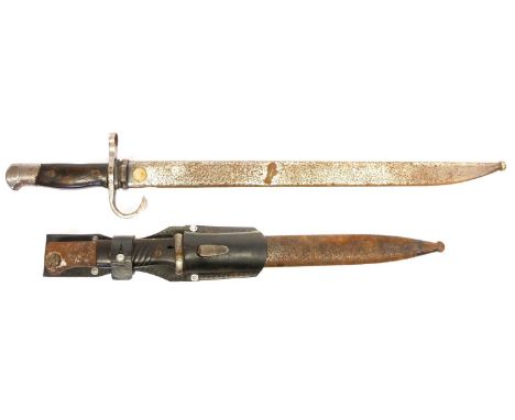 German WWII S.98 bayonet and scabbard with frog, serial number H12604, Waffenamt marks to the pommel button, also a Japanese 