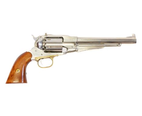 Pietta .44 New Model Army stainless steel percussion muzzle loading revolver, serial number 249291, 8 inch octagonal barrel f