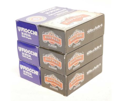.38 and .357 ammunition, to include 150 x Sellier and Bellot .357 158 grain lead FP, and 130 x Fiocchi .38 Special 158 grain 