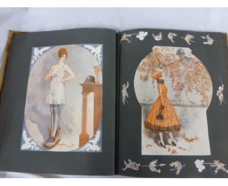 Vintage scrapbook with magazine and paper cuttings showing good fashion reference