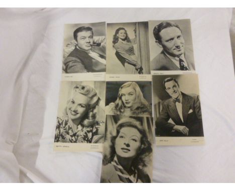Cinema - seven scarce vintage  premium picturegoer cards including Garson, Tracy, Crain, Bey, Gene Kelly etc 