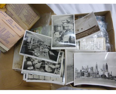 Interesting group of postcards inc many from cruise liners plus a few professional vintage photographs of New York skyline