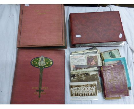 Collection of vintage postcards including three albums featuring various subjects mainly UK, some cards with postal stamps al