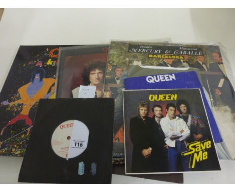 Vinyl - Queen collection off 8 lps, 4 7 inch and 2 12 inch singles, lps include A Kind of Magic x 2, The Works x 3, Greatest 