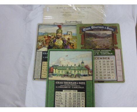 Three scarce vintage advert calendars from Chas. Thurnam & Sons for 1914 (used), 1937 & 1939 (both complete)     