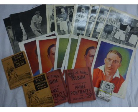 Quantity of vintage football collectables including 4 Topical Times photocard albums, other Topical Times cards circa 1930/40