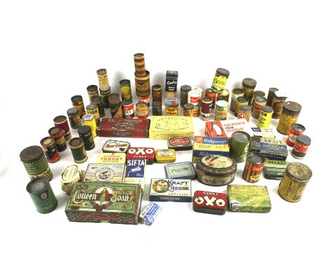 A collection of vintage medical product advertising tins. Including The Montserrat Lime Fruit Tablets, Boots 'Cash Chemists',