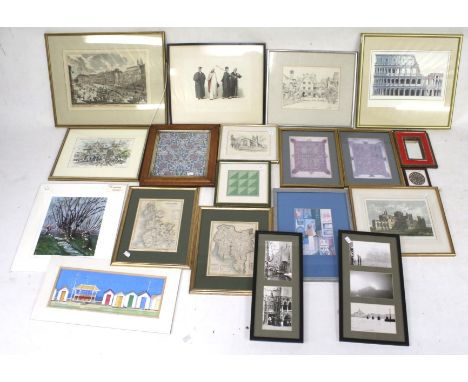 A large quantity of 20th century and later prints. Including a coloured print, J C Buckler 'Peterborough Cathedral NE', 19cm 