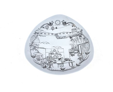 A vintage retro Scandinavian plate. Stavangerflint Norway 'UTE og INNE' NR7. 31cm diameter