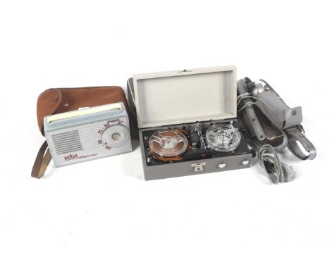 Two vintage radios. Comprising a FI-CORD Ltd reel-to-reel recorder and a Braun 'Exportar', each in travelling cases