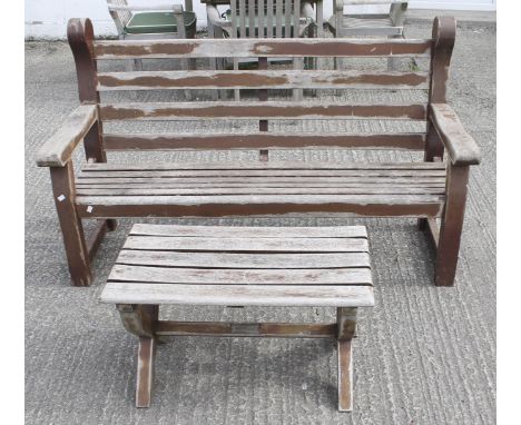 A traditional wooden garden bench and coffee table. L151cm x D57cm x H93cm