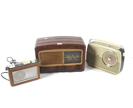 A collection of three radios. Including a vintage Cossor Melody Maker model 501 UL valve radio plus two retro Bush radios. 