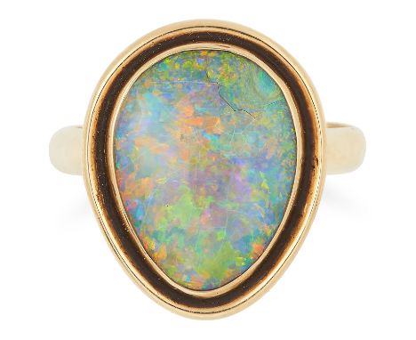 3.00 CARAT OPAL DRESS RING set with a cabochon opal of approximately 3.00 carats, size N / 6.5, 5.5g.