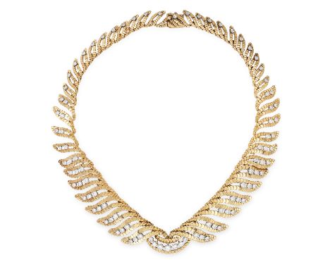 A VINTAGE DIAMOND NECKLACE, BOUCHERON formed of a collar of graduated foliate motifs jewelled with round cut diamonds totalli