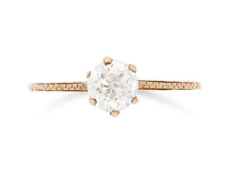 ANTIQUE 0.80 CARAT DIAMOND SOLITAIRE RING set with an old cut diamond of approximately 0.80 carats, size Q / 8, 1.5g.