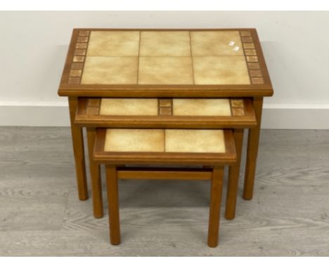 DANISH TEAK NEST OF THREE TILE TOPPED TABLES