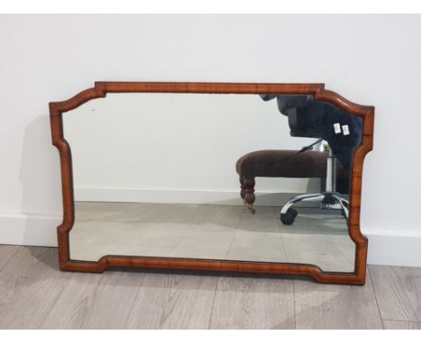 VINTAGE YEW WOOD FRAMED MIRROR 79CM BY 50CM
