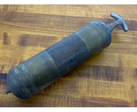 VINTAGE BRASS HAND PUMP FIRE EXTINGUISHER 36CM