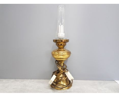 VINTAGE BRASS OIL LAMP CONVERTED INTO A TABLE LAMP