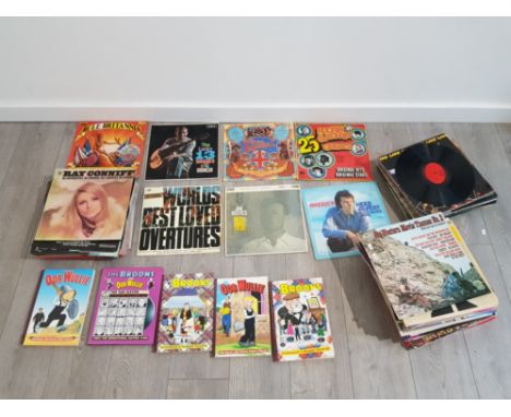LARGE COLLECTION OF VINTAGE RECORDS INCLUDING RULE BRITANNIA, ROCKIN AND ROLLIN GREATS AND RAY CONNIFF, ALSO TO INCLUDE BROON