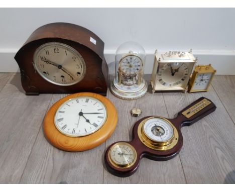 6 TIME PIECES INCLUDES A MANTEL CLOCK AND ANNIVERSARY CLOCK, ALSO TO INCLUDE A BAROMETER AND SMITHS WRIST WATCH FACE