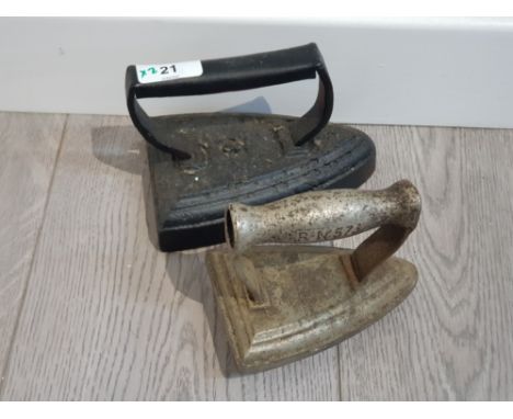 2 CAST IRON VINTAGE IRONS NO 573
