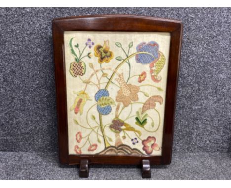 Vintage Mahogany framed tapestry fire screen, 47.5x63cm