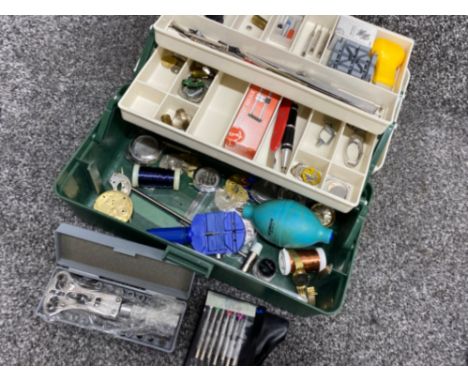 Cantilever box containing a large quantity of watch makers tools &amp; parts
