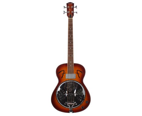 2004 Fender FR-51 Resonator bass guitar, made in Korea, ser. no. KL04xxxxx9; Finish: sunburst; Fretboard: rosewood; Frets; go